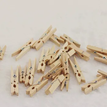 

50 PCS Very Small Mine Size 25mm Mini Natural Wooden Clips For Photo Clips Clothespin Craft Decoration Clips 1