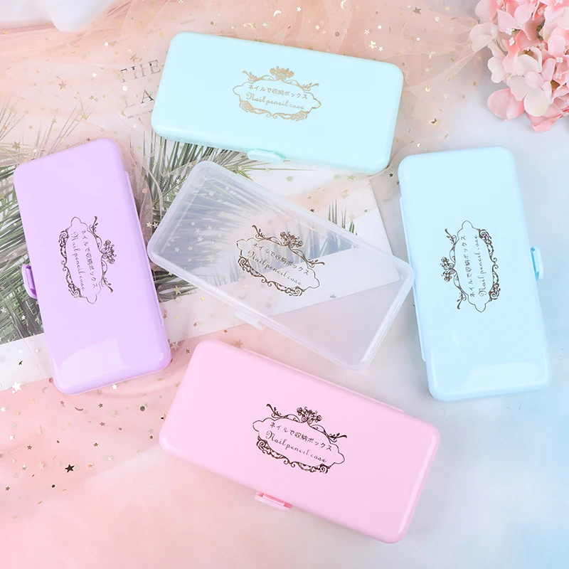 Для длинных инструментов для ногтей пинцет для кутикулы толкатель кисти ручки для дизайна ногтей пустой держатель Контейнер чехол пластиковый прямоугольный ящик для хранения ногтей