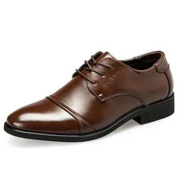 2020 brytyjskie męskie Slip On Split Leather Pointed Toe mężczyźni ubierają buty formalne na wesele oksfordzie formalne buty dla mężczyzn rozmiar 38-48 tanie i dobre opinie Mazefeng Stałe Z niewielkim szpicem RUBBER Sznurowane Dobrze pasuje do rozmiaru wybierz swój normalny rozmiar Oksfordy