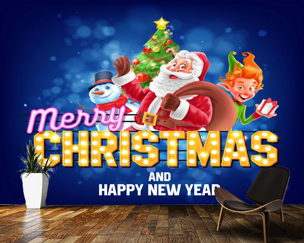 Papelデparede漫画サンタクロースクリスマス装飾3d壁紙壁画 リビングルーム子供の寝室の壁論文の家の装飾 壁紙 Aliexpress