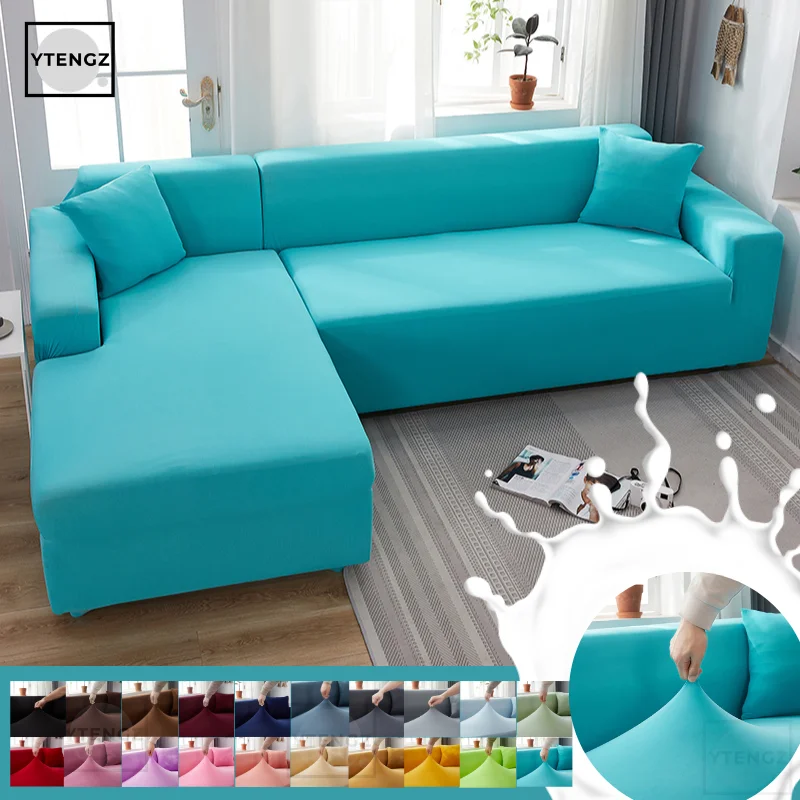Funda de sofá elástica para sala de estar, Color sólido, resistente al  desgaste, toalla elástica, azul claro, 1/2/3/4 asientos|Funda de sofá| -  AliExpress