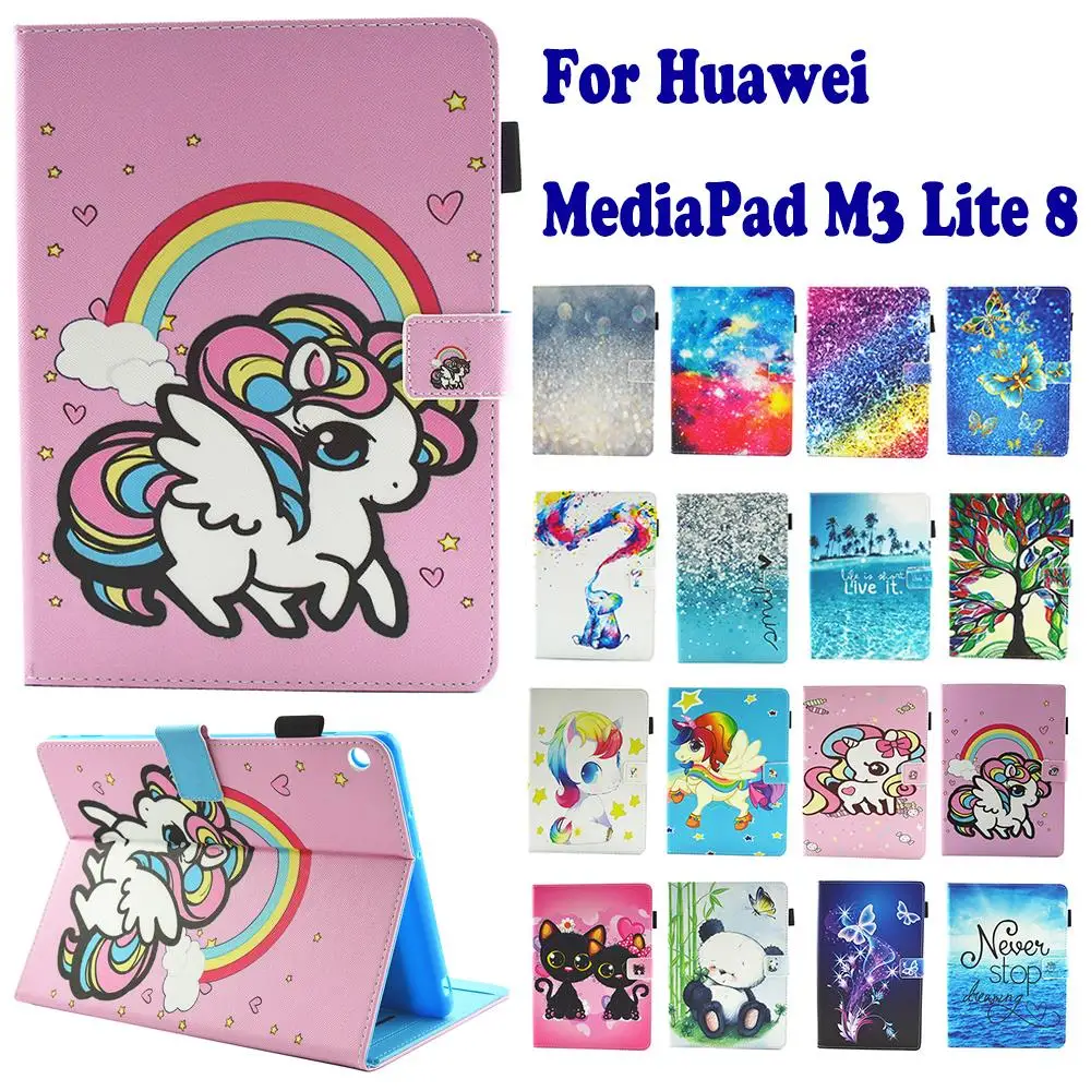 Модный чехол-подставка из искусственной кожи для Huawei MediaPad M3 Lite 8 чехол планшета с