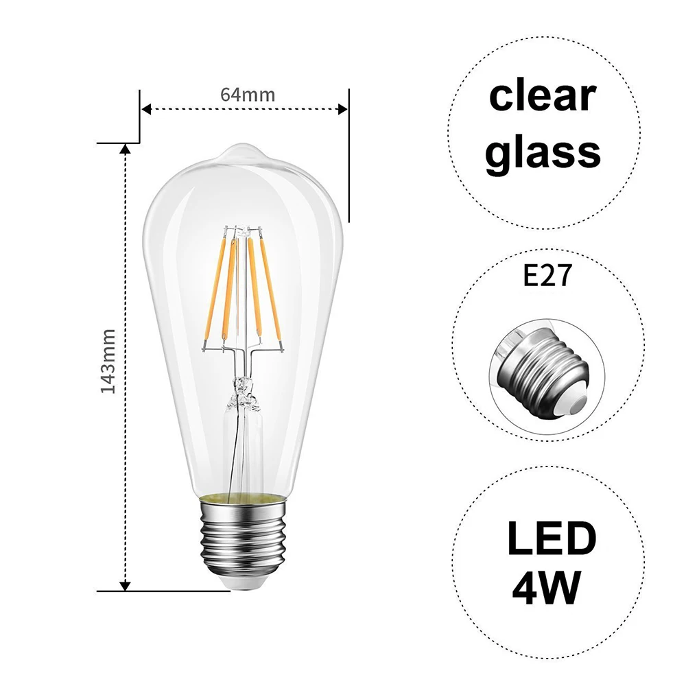 Retro Vintage Bulb E27 Ampoule Vintage Bulb Lamp Filament Incandescent Light Bulb Retro Lamp Indoor Decor