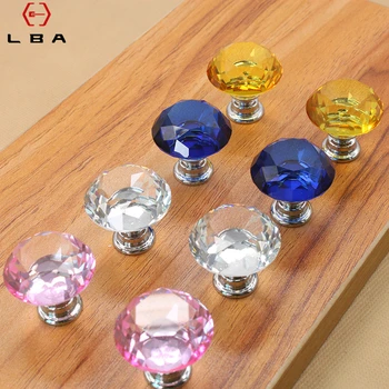 

LBA 100 Pcs Cabinet Drawer Single Hole Round Crystal Flush Handles Modern Minimalist Decorative Furniture Push Pull Handles