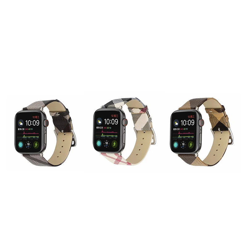Кожаный ремешок в клетку для Apple Watch 38 мм 40 42 44 браслет iwatch серии 4 3 2 1|Ремешки часов|