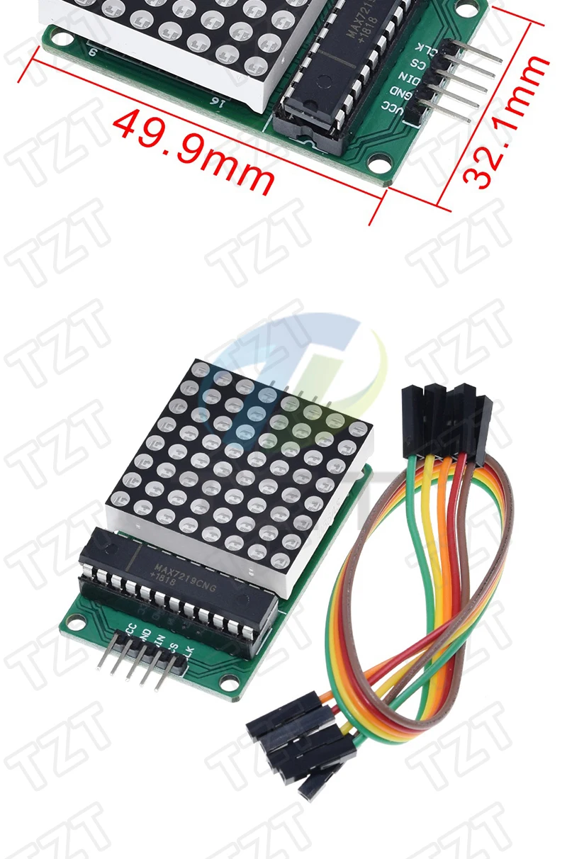 GREATZT MAX7219 Dot Matrix Modul Mikrocontroller Modul Steuermodul Anzeigemodul 4 in einem Display mit 5P Leitung für Arduino – Detail 4