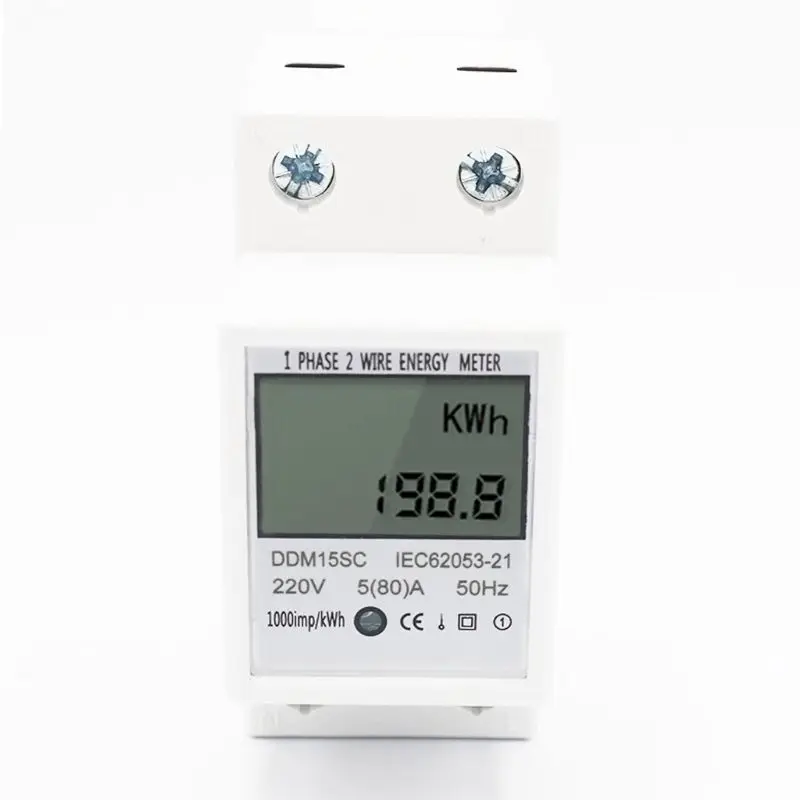 

Digital Energy Meter 5(80)A LCD Digital Display Single Phase DIN-Rail Electronic 1 Phase 2 Wire Energy KWh Meter