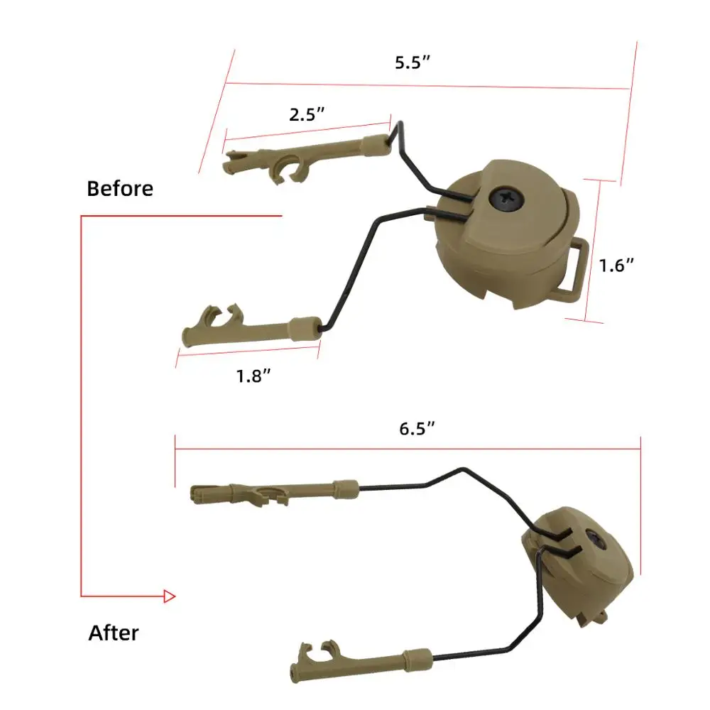 Military Peltor Helmet Headset Bracket and Fast Ops Core Helmet ARC Rail Headset Adapter for Airsoft Tactics Headphones comtac