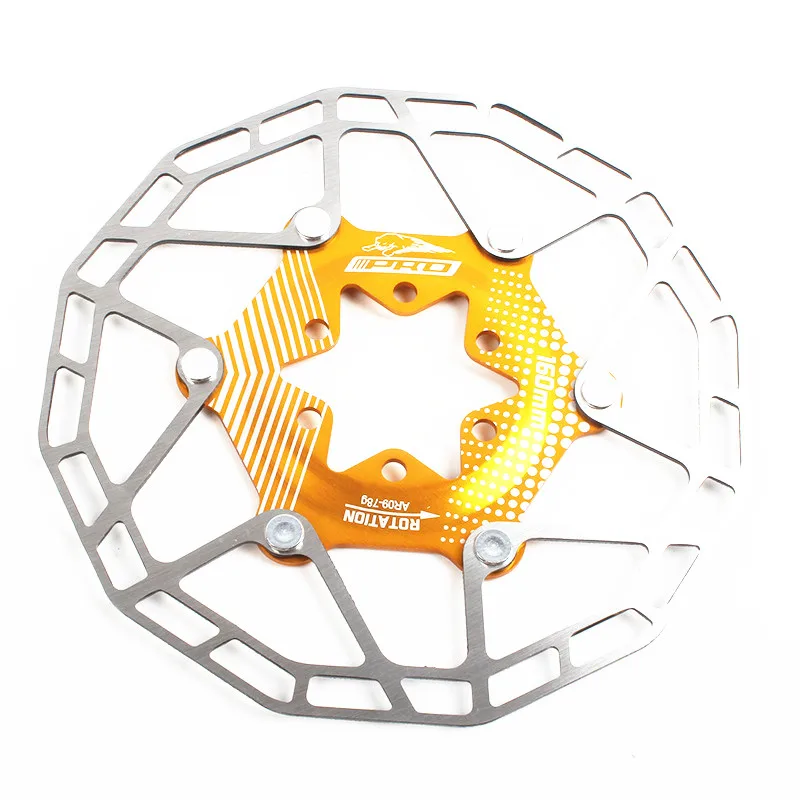 Yellow 160mm 1PC IIIPRO AR09 ультра светильник 80 г плавающий диск MTB дисковый тормоз горного велосипеда диск шесть ногтей тормозные колодки 160 мм - Цвет: Yellow 160mm 1PC