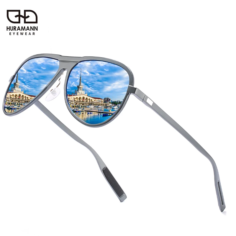 

HURAMANN Full Aluminum Magnesium Frame Sunglasses For Men UV400 Fishing Mirror Driving Glasses Accessories gafas de sol
