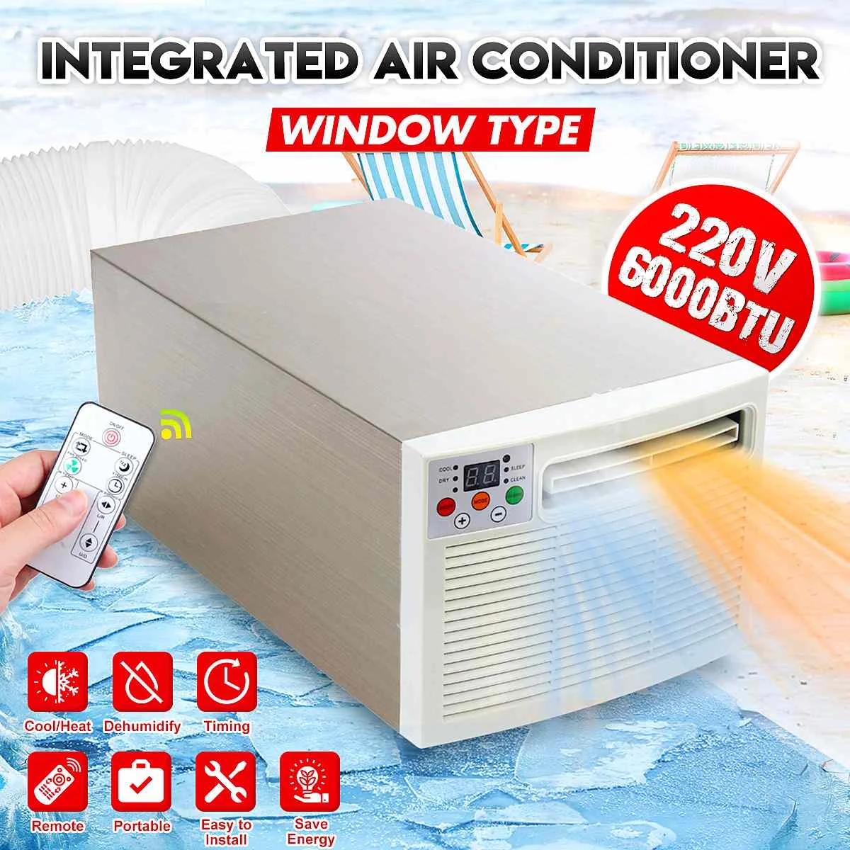 

1400W Desktop Air Conditioner Cold/Heat Dual Use 220V/AC 24hour Timer With Remote Control LED Display Panel Air Conditioner