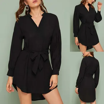 

Are you sure not to click in and see Fashion Women's Long Sleeve Irregular Hem Flowy Solid Color Loose Dress dropshipping