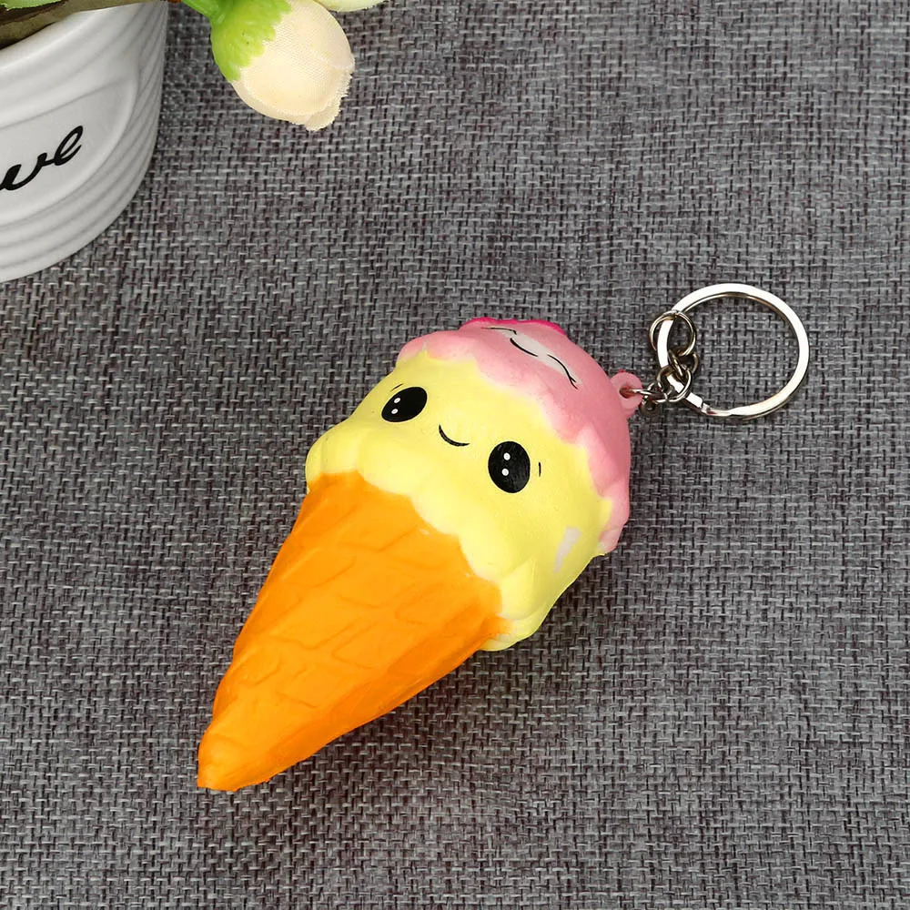 Cute ice cream Slow Rising Decompression Stress Soft Squeeze Fun Toys Colorful Pendants Creative Gift Key Decoration #A