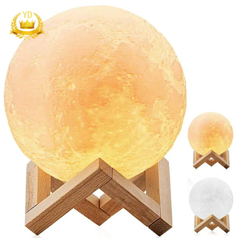 Hot Full Moon Lamp 3D LED Night Modern Floor Lamp Dimmable Touch Control Brightness USB Charging White Warm Light Moon Lamp