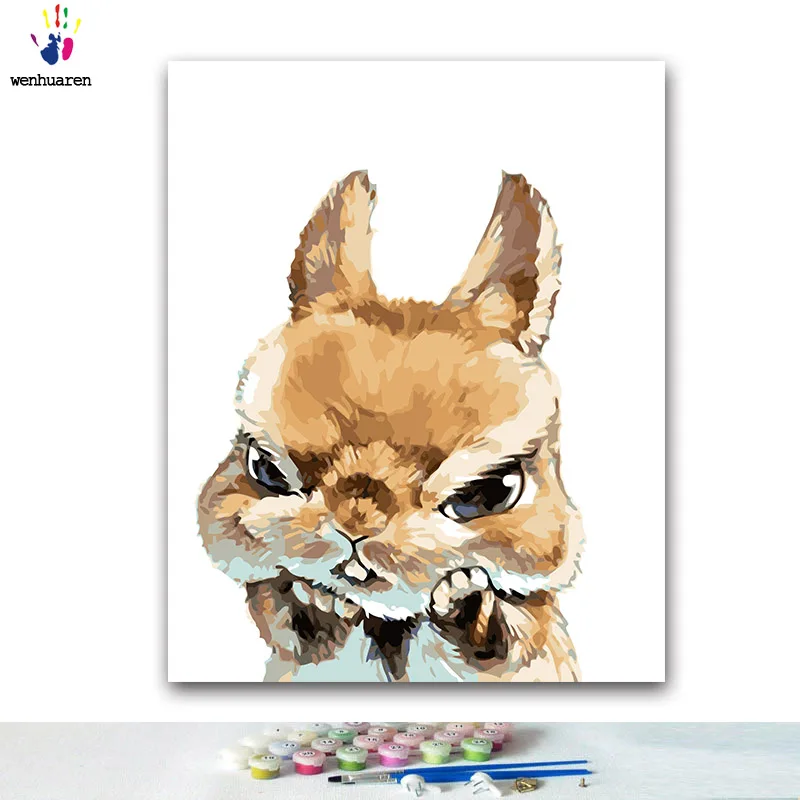 

DIY Coloring paint by numbers Cartoon bunny cat and other animals paintings by numbers with kits 40x50 framed