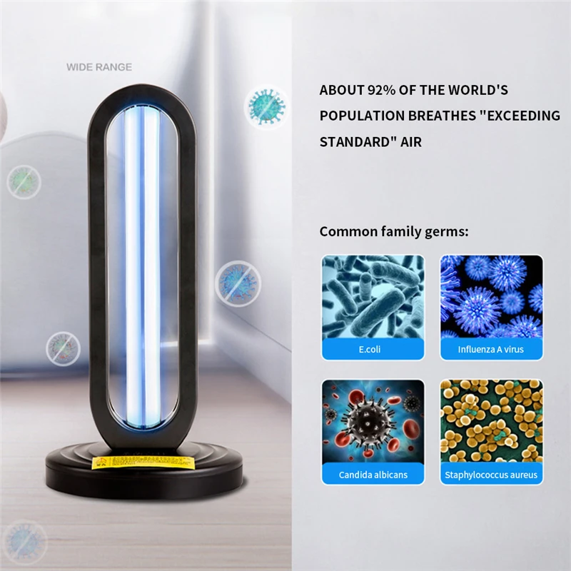 50W Household UV light Sterilier Timing UVC Disinfection Table lamp UV Ultraviolet Quartz lamp Bactericidal for Bedroom/Hospital