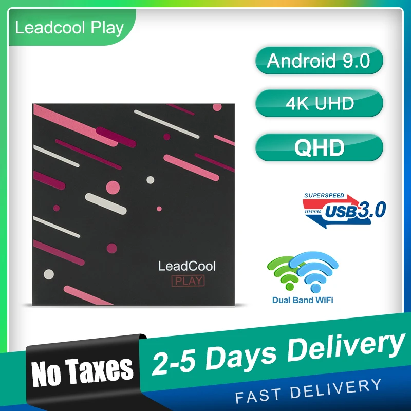 

Leadcool Play QHD 4G 64G TV Android 9.0 Box FHD Quad Core 2.4G/5.8G Dual Wifi BT 4.0 Media Player Leadcool QHD Smart TV Box