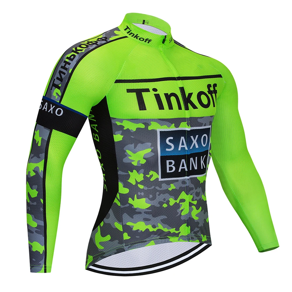 Tinkoff длинный рукав Велоспорт Джерси Брюки Велосипедный спорт Велоспорт осенняя одежда комплект одежды Ropa Ciclismo 19D силикон - Цвет: Cycling jersey