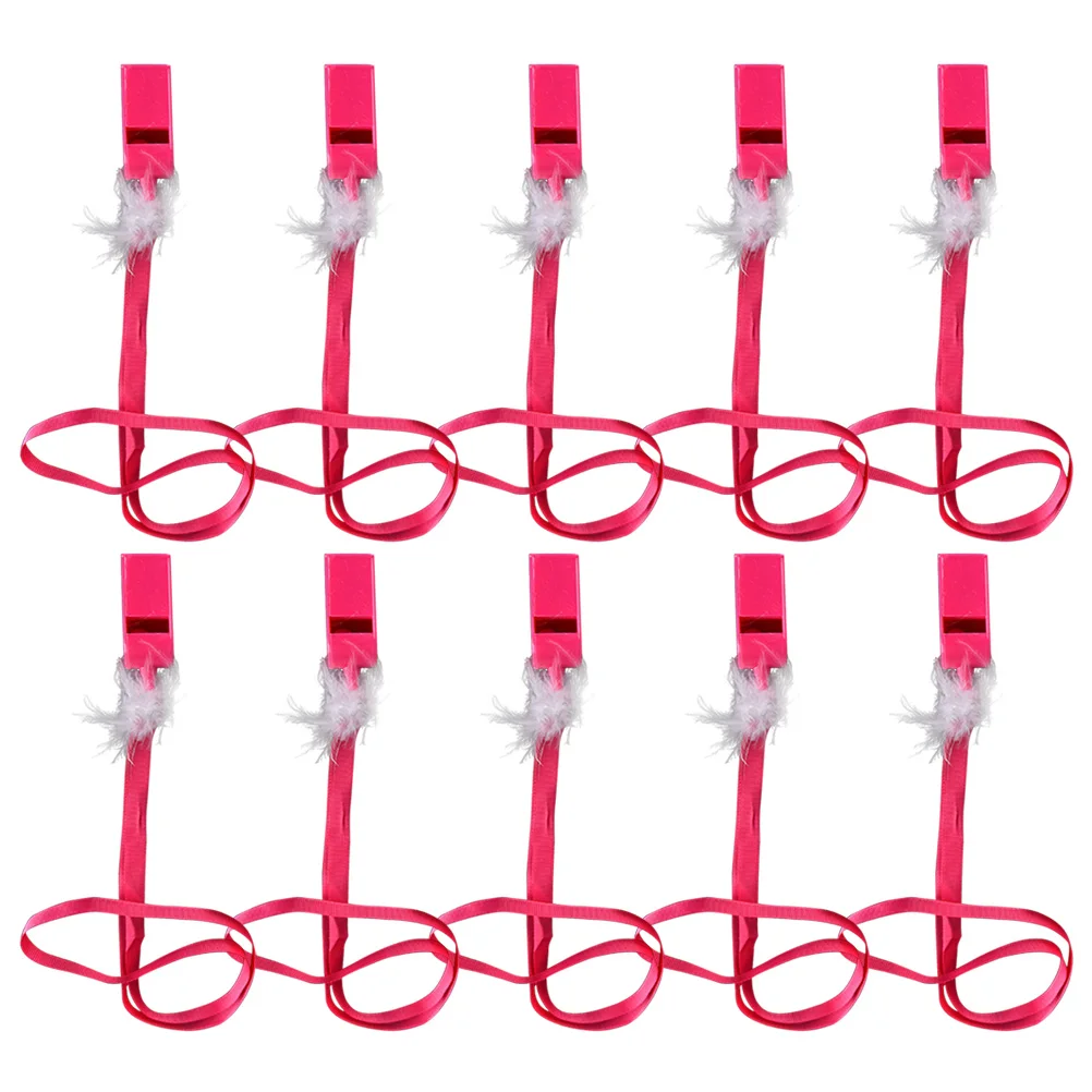 10pcs Novelty Whistle Plastic Reusable Feather Whistle Necklace for Hens Party Bachelorette Party Girls Party Cosplay Supplies