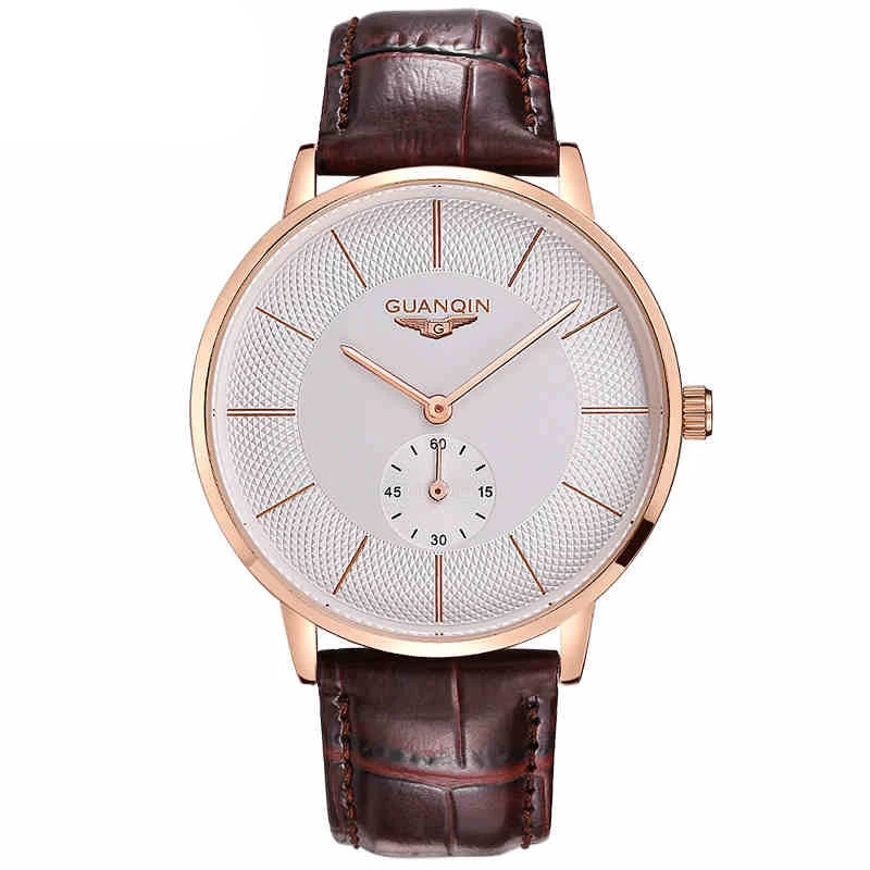 

GUANQIN BJ001 Mens Watches Top Brand Luxury Leather Strap Quartz Casual Dress Watch For Man as Gift Male Clock Relogio Masculino
