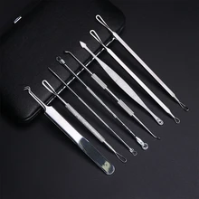 8 шт./компл. нержавеющая Угорь инструмент для удаления прыщей экстрактор комедонов пятен уход за Ложка Крюк кожи инструменты набор для ухода за кожей лица SAMP02