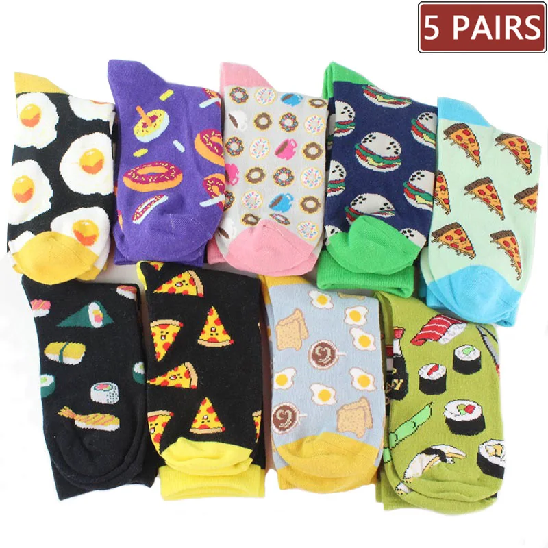 5 пар женские хлопковые носки с принтом Осень-зима | Женская одежда