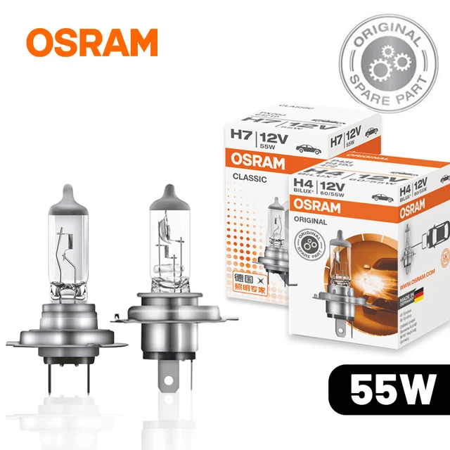 OSRAM H1 H4 H7 Halogenlampen 55W Für Auto Auto Scheinwerfer Lampen H3 H27  H8 H11 Hir2 9012 HB4 9006 HB3 9005 Nebel Licht Abblendlicht 3200K -  AliExpress