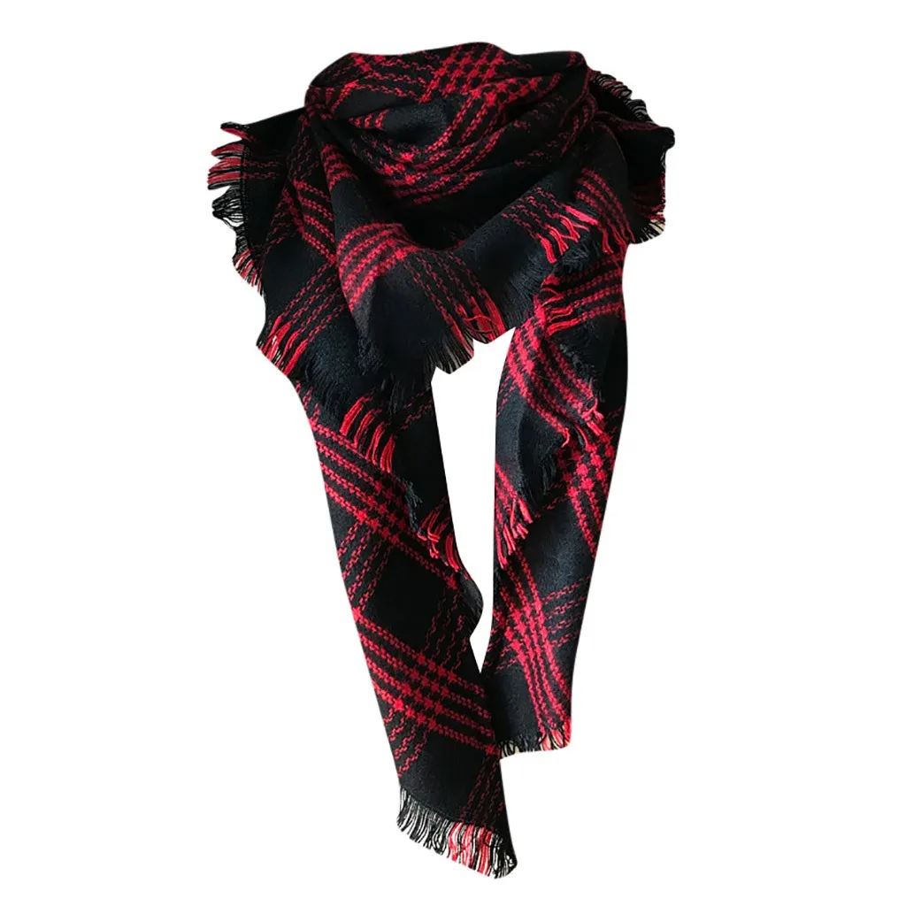 Женская теплая длинная шаль, Цветные Шарфы, повседневные шарфы, двойная клетчатая большая Дамская осенняя и зимняя теплая длинная шаль, цветная#30 - Цвет: W