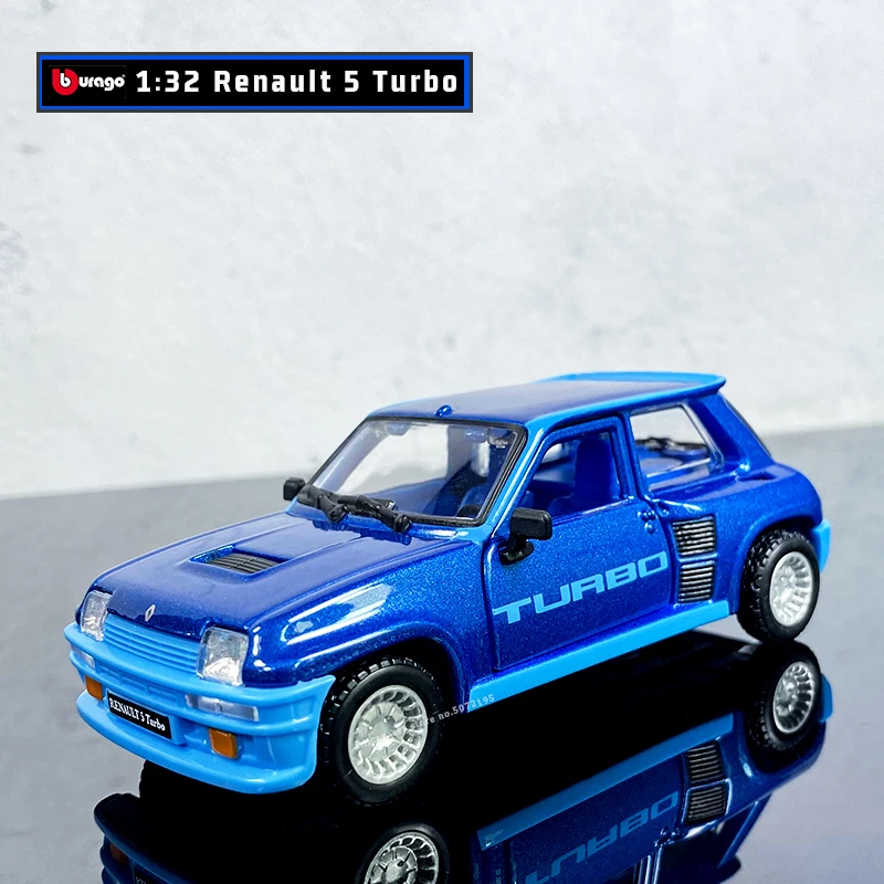 Bburago 1:32 Renault 5 Turbo Simulation alloy car model plexiglass dustproof display base packaging series Collect gifts toy