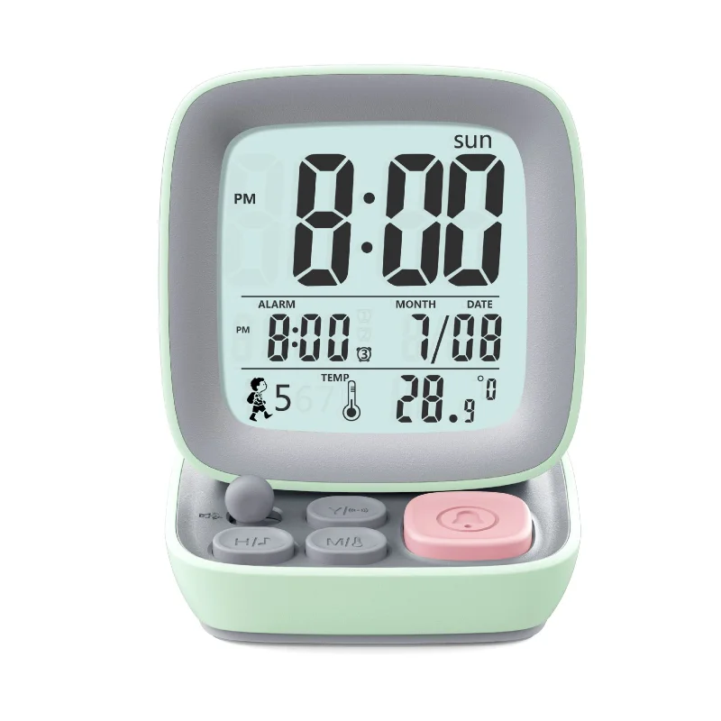 

Retro Mini Computer Alarm Clock Digital Smart Music Temperature Bedside Wake Up Led Clocks Night Lights Silent Time Charging B