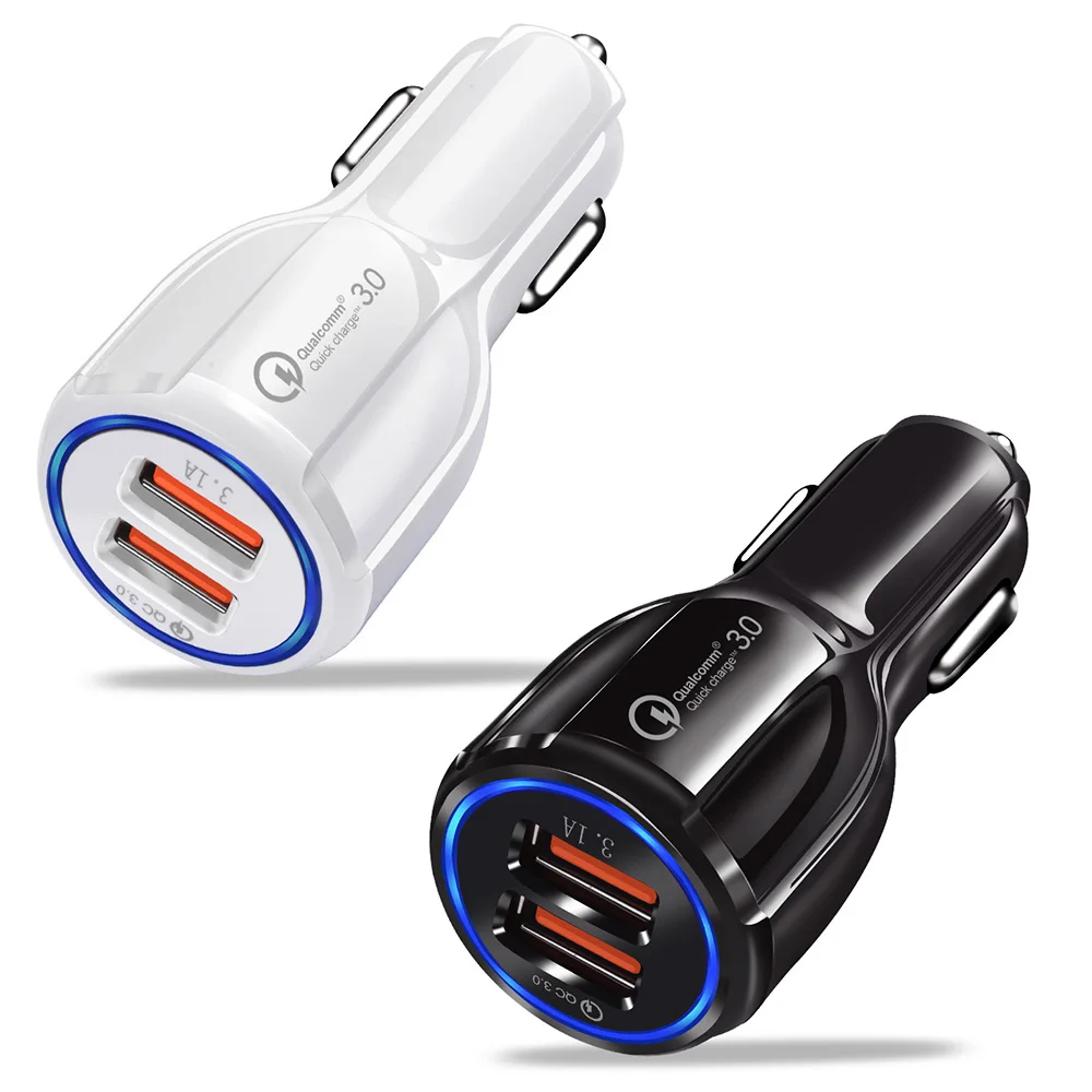 

Dual USB Port Quick Charge 3.0 Car Charger Cigarette Lighter Socket Adapter QC 3.0 Fast Charge Car Accessories For Phone DVR MP3