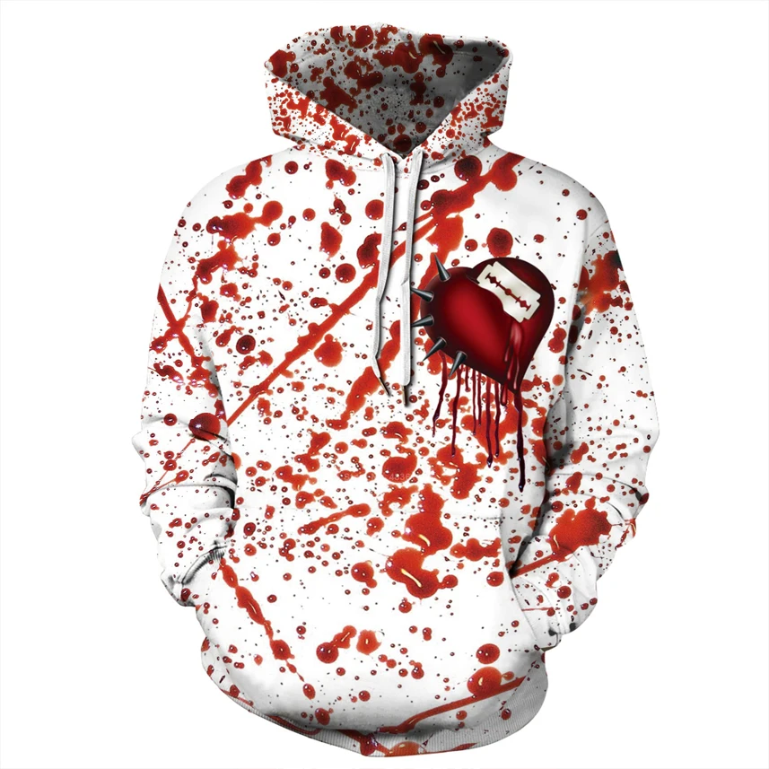 Костюмы для косплея на Хэллоуин для мужчин страшные кровавые толстовки с капюшоном зомби вампира осень зима женщин ужас 3D Толстовка Одежда - Цвет: Color2