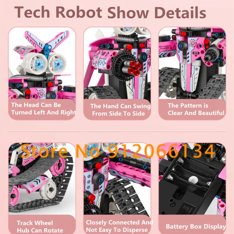 Smart Programming RC Robot 360°Rotation 408PCS DIY Assembly Blocks 3 Styles Gravity Sensor Dual Remote Control RC Tank Toys Gift 6