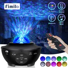 Usb led estrela noite luz música estrelado onda de água led projetor de luz bluetooth projetor som-ativado luz do projetor decoração
