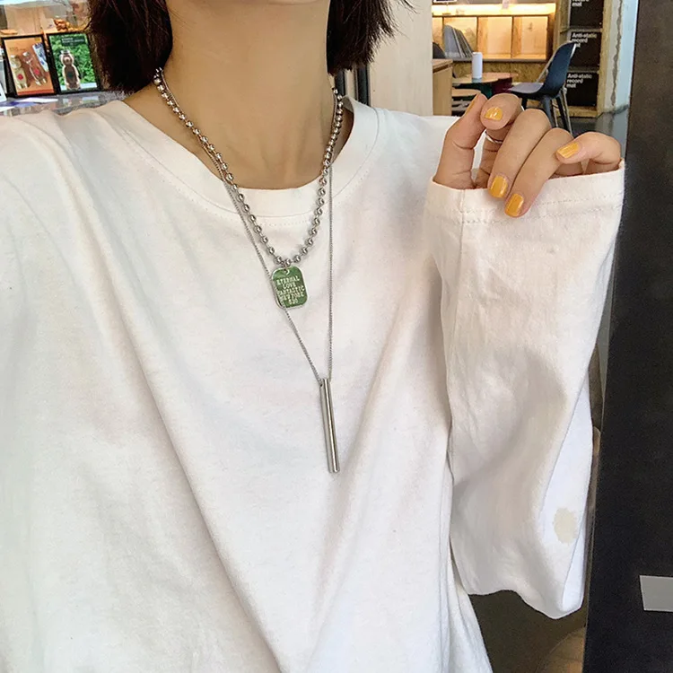

Europe And America INS Harajuku Wind Choker Hip Hop Popular Brand Hiphop Double Layer Necklace Pendant Long Sweater Chain Cool G