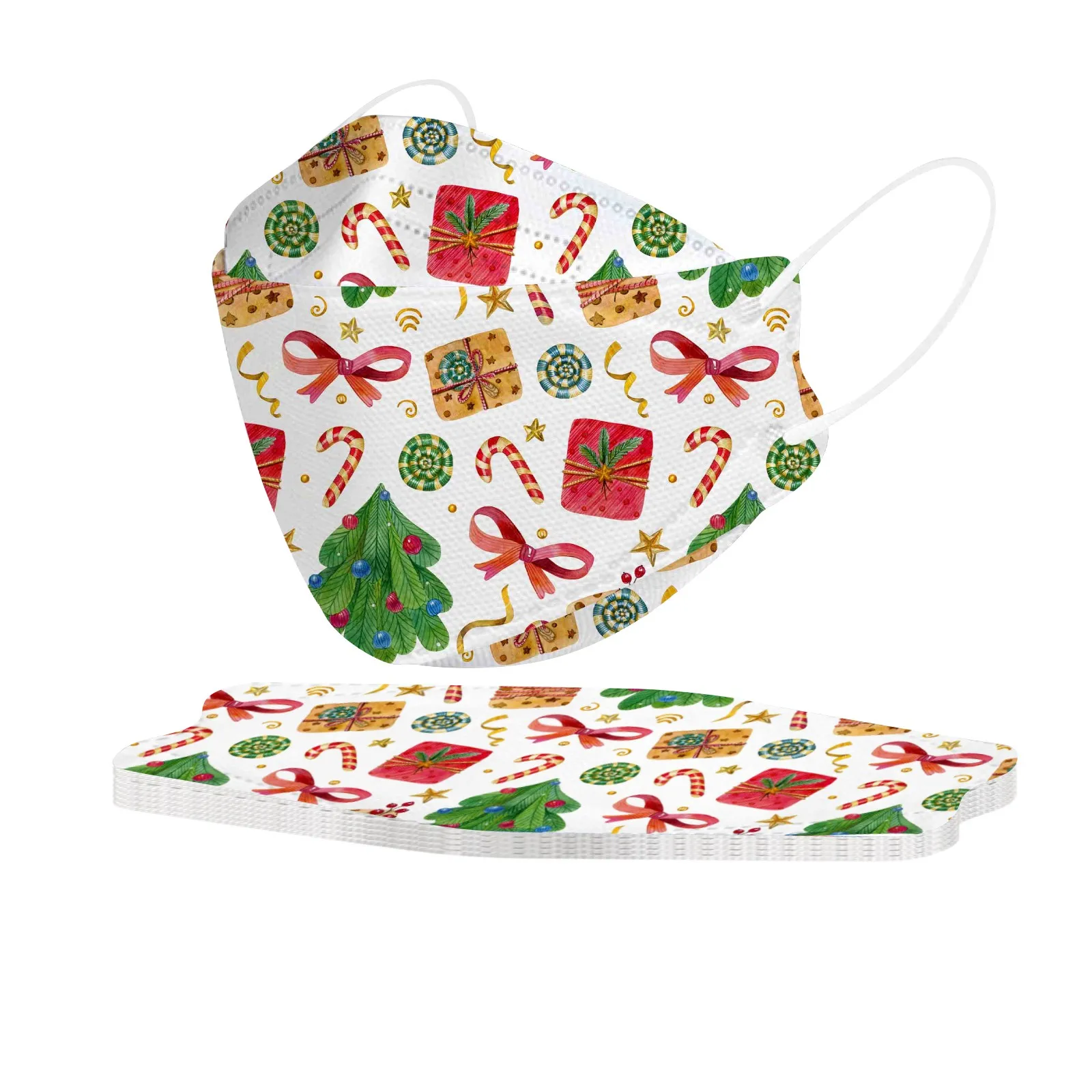 10pcs Disposable Face Mask Adults Christmas 3D Designs 4 ply Facial