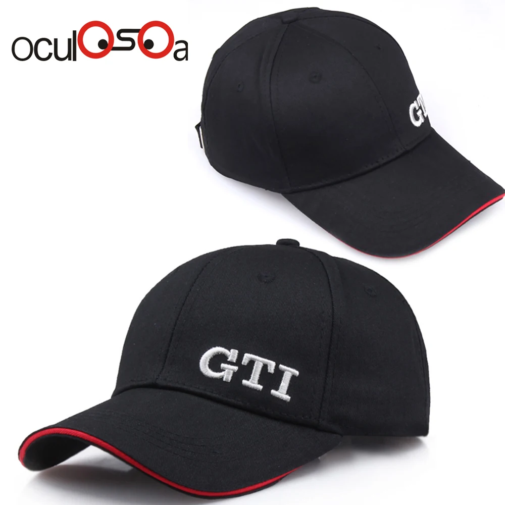 Модная изысканная вышивка GTI одноцветная бейсболка мыть хлопок мужская шляпа грузовик головной убор для водителя кепи-унисекс высокого качества регулировки кости