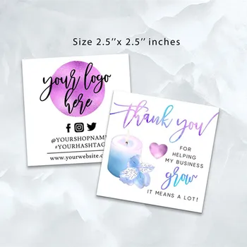 

Personalize ADD LOGO ,CANDLE Business Thank You Insert Card ,Custom Text Social Media Card ,Business Name Card