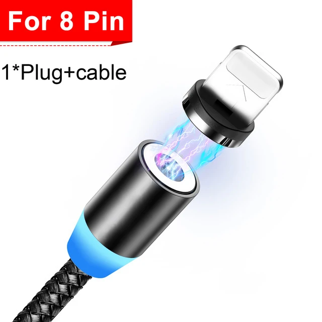 INIU 2 м Магнитный кабель type C Micro USB быстрая зарядка для iPhone 11 Pro huawei Android мобильный телефон зарядка магнит зарядное устройство Шнур - Цвет: Black For iPhone