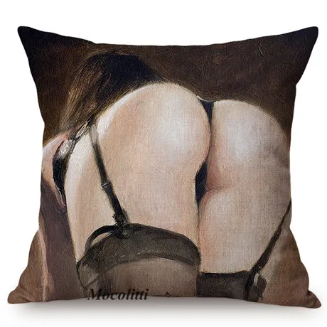 Nordic Sexy Woman Human Body Oil Painting Art Home Decorative Sofa Throw Pillow Case Sexy Girl Charming Large Butt Cushion Cover M074-3