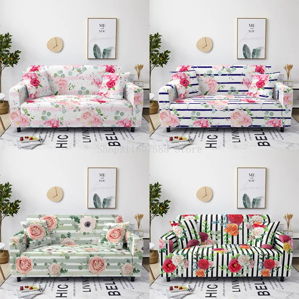 Flower Flora Print Elastic Sofa Cover Universal Stretch Slipcovers For Living Room Couch Decor 1/2/3/4 Seater | Дом и сад