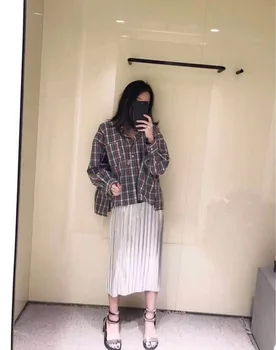 

Lace Collar Colorful Grid Loose Check Pattern Women's Wear Shirt Hair