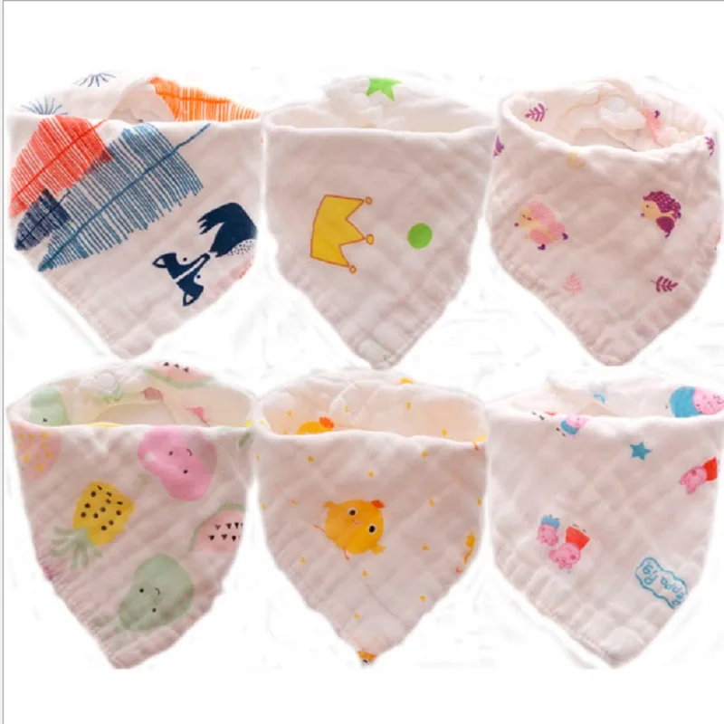 Feeding Kids 8 Layers Cotton Gauze Burp Cloths Baby Clothing Triangle Bibs