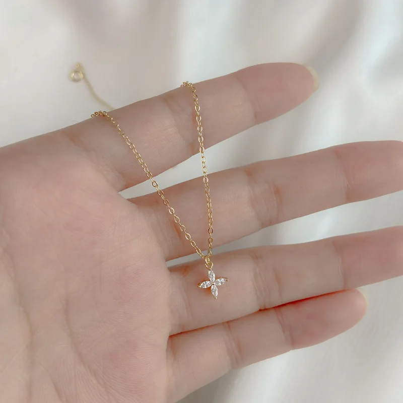 [WOOALONG]★24SS★韓国人気★Mellow necklace Silver Necklace Clover Gold Plated 925 | Woozu Exquisite