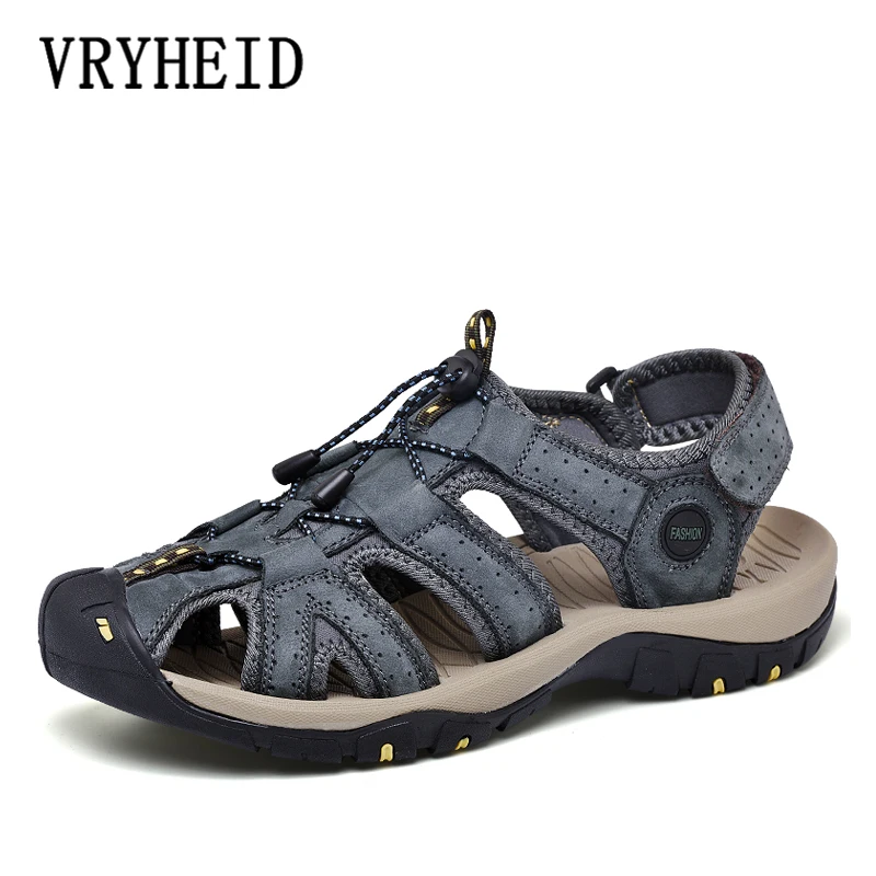 

VRYHEID 2020 Brand Men's Sandals Genuine Leather Men Summer Shoes Gladiator Sandals for Men Casual Beach Shoes Big Size 38-48