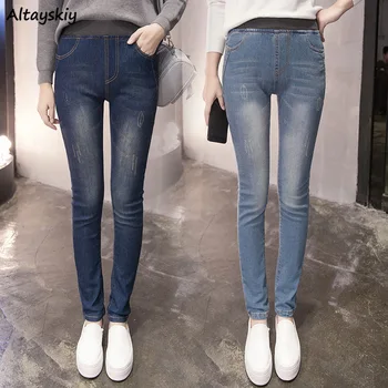 

Jeans Women Plus Size Stretchy New Solid Wash Skinny Woman High Waist Trousers Denim Womens Korean Fashion Streetwear Casual