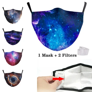 

PM2.5 Filter Fabrics Masks Romantic Starry Sky 3D Print Mouth Mask Anti-Pollution Protective Mouth Mask Washable Reusable Masks