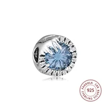 Зима 925 пробы Серебряная круглой формы кристалл шармы Бусины Подходит браслет Argent Шарм серебро 925 ювелирные изделия kralen