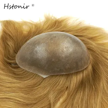 

Hstonir Women's Short Hair Pieces Human European Remy Hair Wig Injection Pu Skin Toupet Top Piece Styles H076