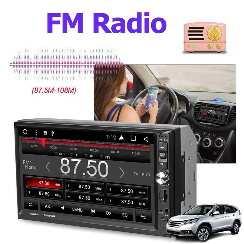 7 дюймов 2Din нажатие на экран автомобиля Mp5 плеер Bluetooth Стерео Fm радио Usb в тире 7022